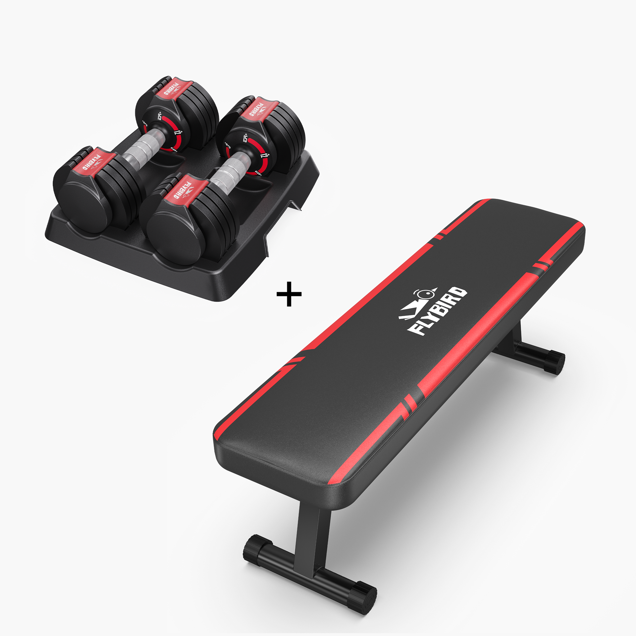 Bundle: Set Of Dumbbells 15 Lbs & Flat Weight Bench
