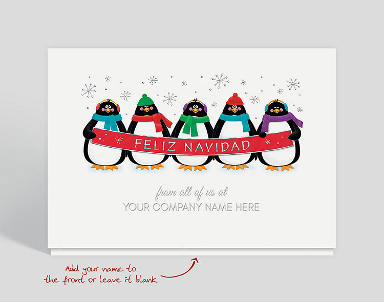 Feliz Navidad Penguin Wishes Holiday Card - Greeting Cards