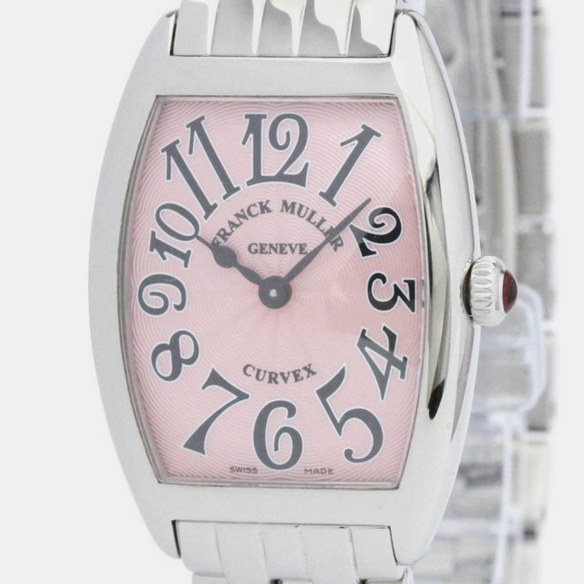 Franck Muller Pink Stainless Steel Cintree Curvex 1752QZ Quartz Women's Wristwatch 25 mm