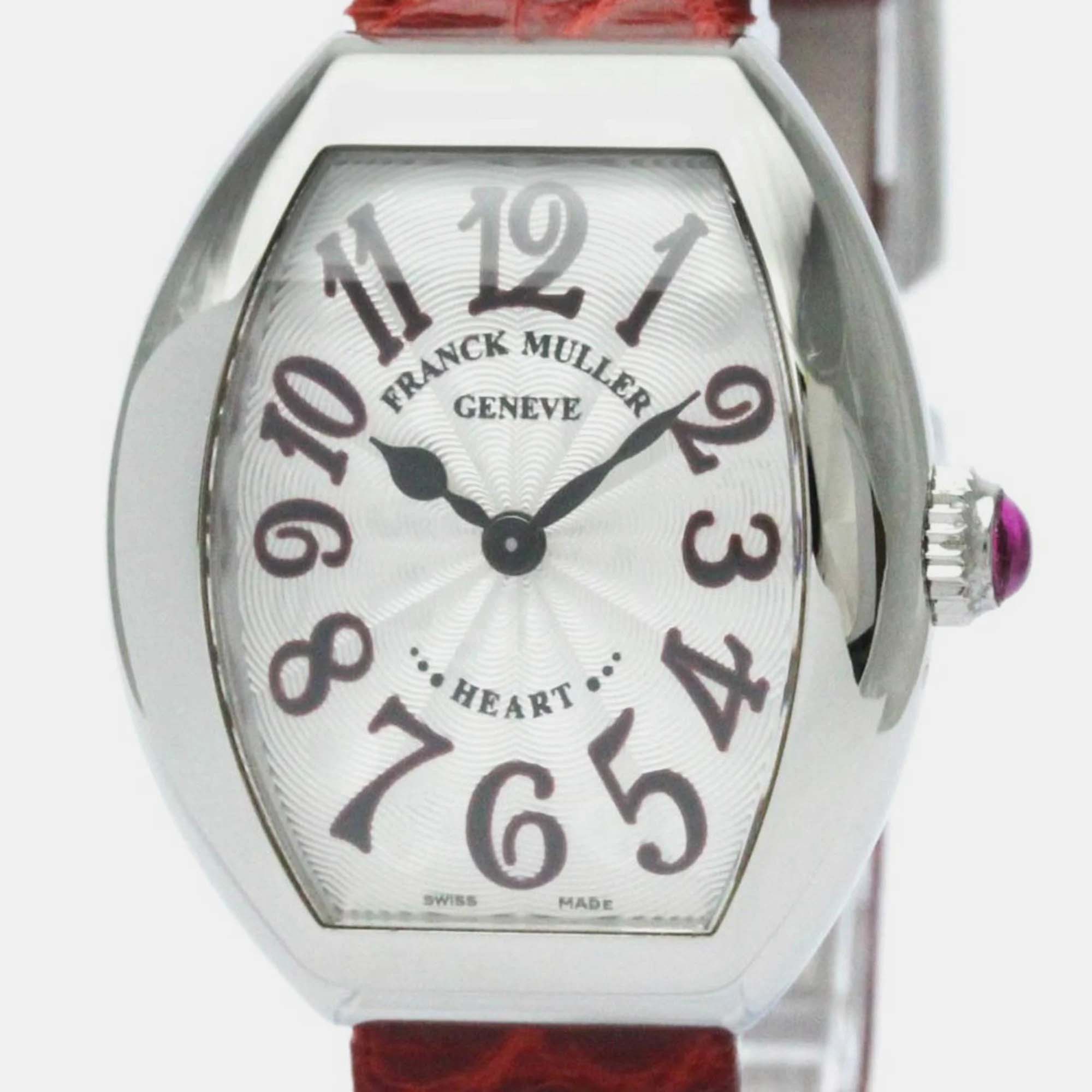 Franck Muller Silver Stainless Steel Heart to Heart 5002SQZJA Quartz Women's Wristwatch 26 mm