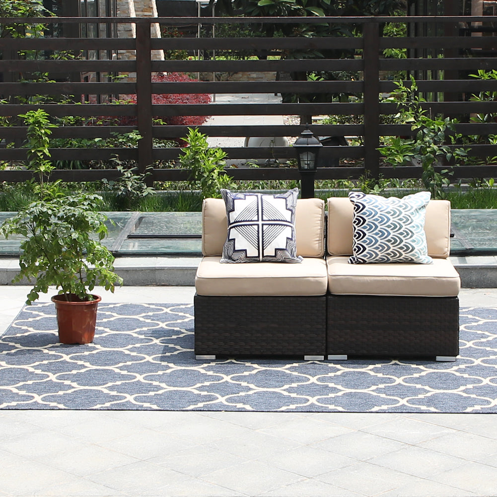 PHI VILLA 2 Piece Beige Patio Outdoor Sectional Sofa
