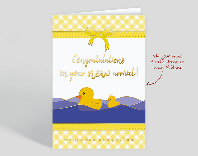 Plaid Rubber Ducks Baby Congratulations Card - Greeting Cards